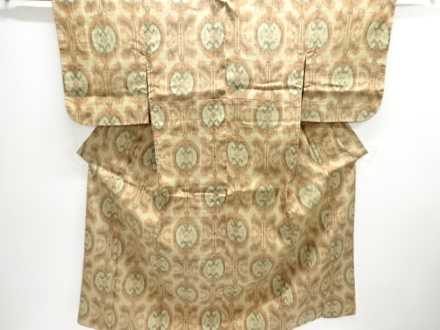 JAPANESE KIMONO / ANTIQUE KIMONO / SILK / TSUMUGI / WOVEN ABSTRACT PATTERN